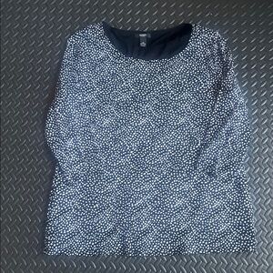 Alfani Black & White Polka Dot Sheer Layered Lined 3/4 Sleeve Top Size 2x